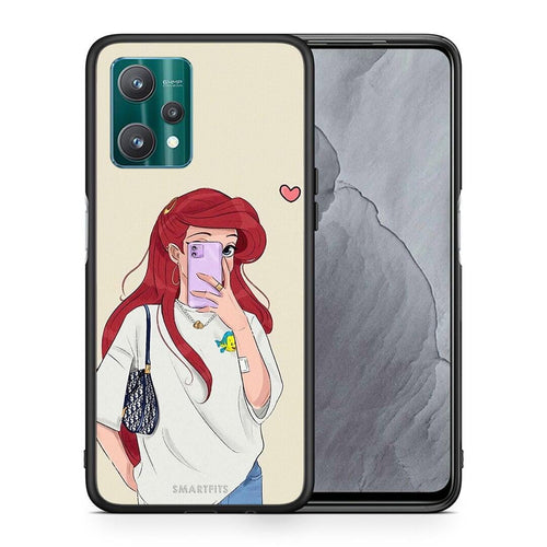 Θήκη Realme 9 Pro Walking Mermaid από τη Smartfits με σχέδιο στο πίσω μέρος και μαύρο περίβλημα | Realme 9 Pro Walking Mermaid case with colorful back and black bezels