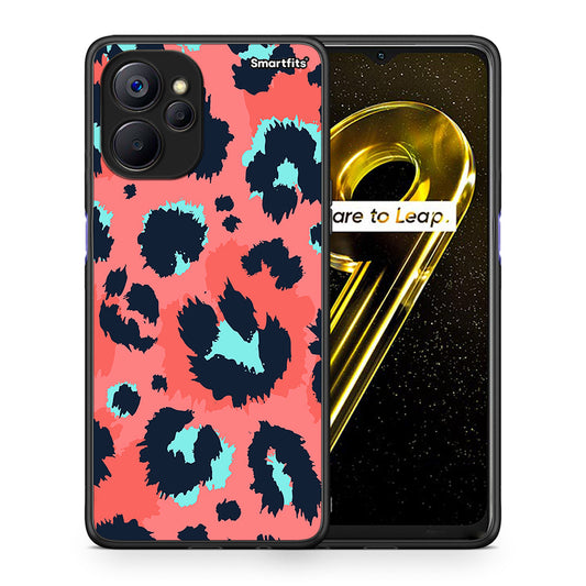 Θήκη Realme 9i 5G Pink Leopard Animal από τη Smartfits με σχέδιο στο πίσω μέρος και μαύρο περίβλημα | Realme 9i 5G Pink Leopard Animal case with colorful back and black bezels