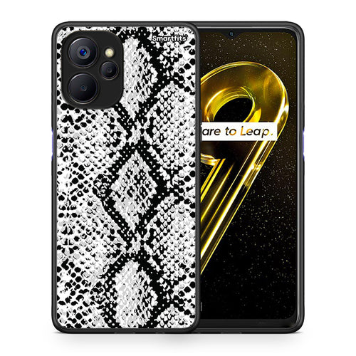 Θήκη Realme 9i 5G White Snake Animal από τη Smartfits με σχέδιο στο πίσω μέρος και μαύρο περίβλημα | Realme 9i 5G White Snake Animal case with colorful back and black bezels