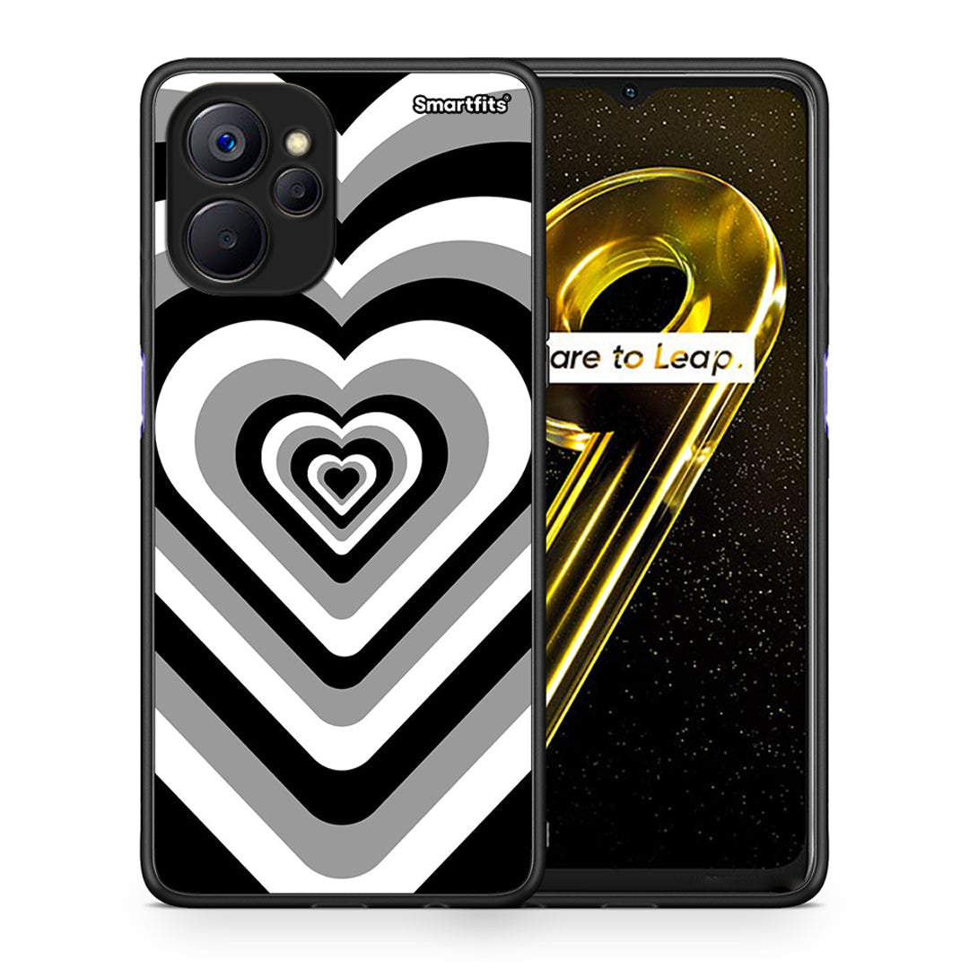 Θήκη Realme 9i 5G Black Hearts από τη Smartfits με σχέδιο στο πίσω μέρος και μαύρο περίβλημα | Realme 9i 5G Black Hearts case with colorful back and black bezels