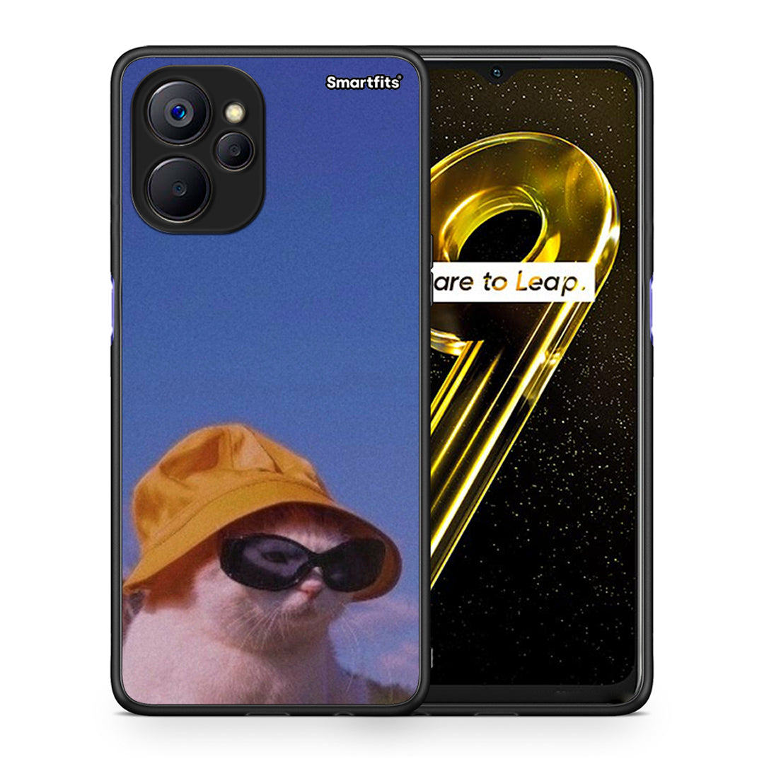Θήκη Realme 9i 5G Cat Diva από τη Smartfits με σχέδιο στο πίσω μέρος και μαύρο περίβλημα | Realme 9i 5G Cat Diva case with colorful back and black bezels