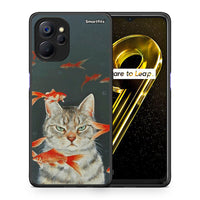 Thumbnail for Θήκη Realme 9i 5G Cat Goldfish από τη Smartfits με σχέδιο στο πίσω μέρος και μαύρο περίβλημα | Realme 9i 5G Cat Goldfish case with colorful back and black bezels