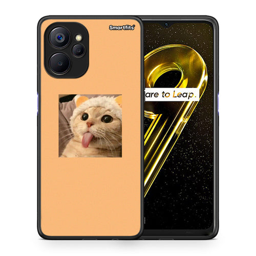Θήκη Realme 9i 5G Cat Tongue από τη Smartfits με σχέδιο στο πίσω μέρος και μαύρο περίβλημα | Realme 9i 5G Cat Tongue case with colorful back and black bezels