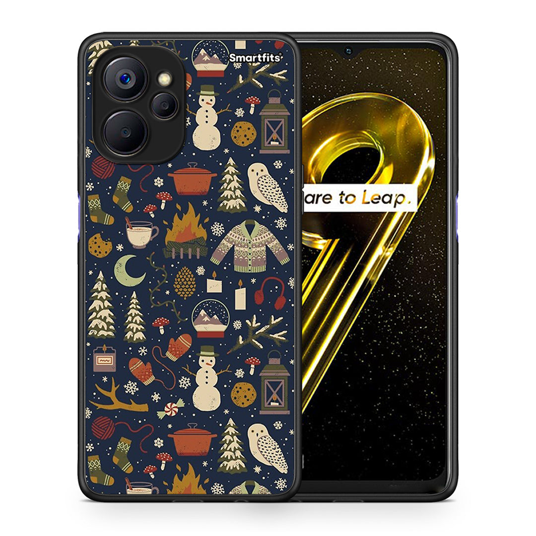 Θήκη Realme 9i 5G Christmas Elements από τη Smartfits με σχέδιο στο πίσω μέρος και μαύρο περίβλημα | Realme 9i 5G Christmas Elements case with colorful back and black bezels
