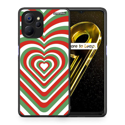 Θήκη Realme 9i 5G Christmas Hearts από τη Smartfits με σχέδιο στο πίσω μέρος και μαύρο περίβλημα | Realme 9i 5G Christmas Hearts case with colorful back and black bezels