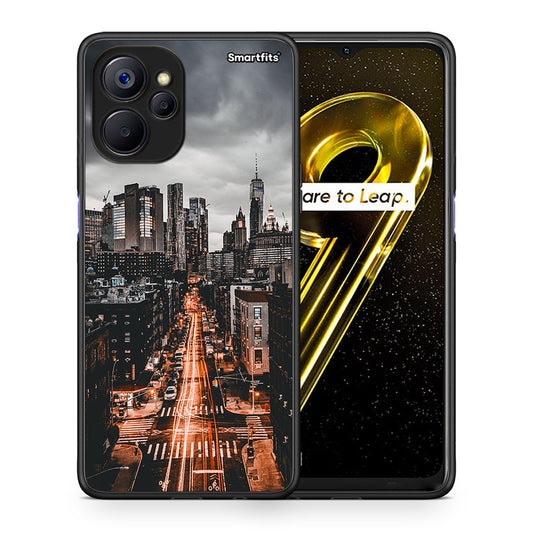 Θήκη Realme 9i 5G City Lights από τη Smartfits με σχέδιο στο πίσω μέρος και μαύρο περίβλημα | Realme 9i 5G City Lights case with colorful back and black bezels