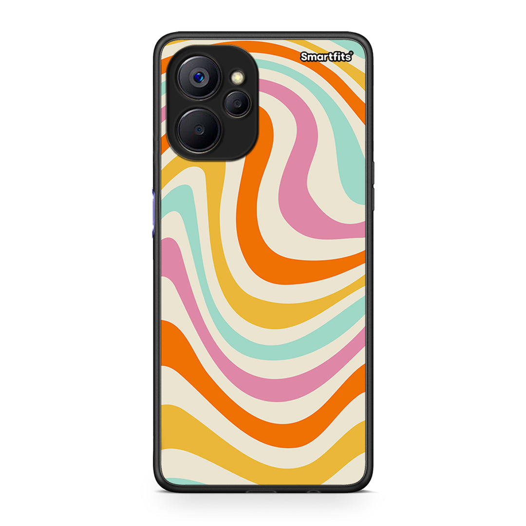 Realme 9i 5G Colourful Waves θήκη από τη Smartfits με σχέδιο στο πίσω μέρος και μαύρο περίβλημα | Smartphone case with colorful back and black bezels by Smartfits