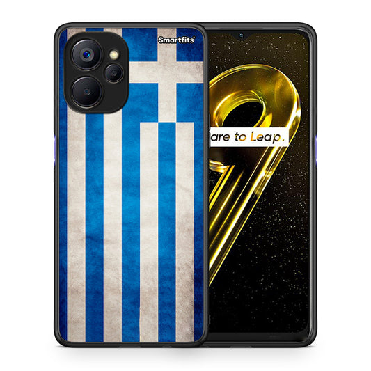 Θήκη Realme 9i 5G Greek Flag από τη Smartfits με σχέδιο στο πίσω μέρος και μαύρο περίβλημα | Realme 9i 5G Greek Flag case with colorful back and black bezels