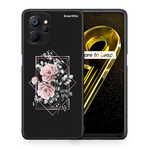 Θήκη Realme 9i 5G Frame Flower από τη Smartfits με σχέδιο στο πίσω μέρος και μαύρο περίβλημα | Realme 9i 5G Frame Flower case with colorful back and black bezels