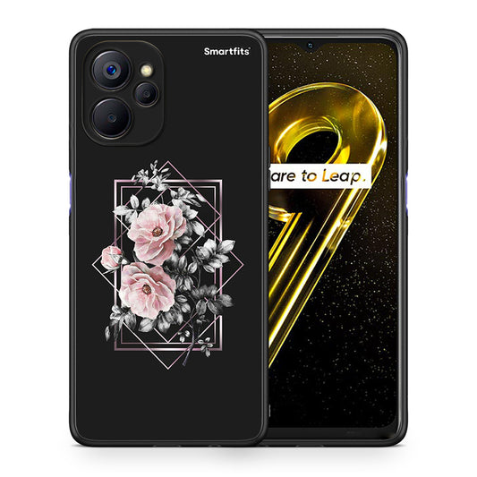 Θήκη Realme 9i 5G Frame Flower από τη Smartfits με σχέδιο στο πίσω μέρος και μαύρο περίβλημα | Realme 9i 5G Frame Flower case with colorful back and black bezels