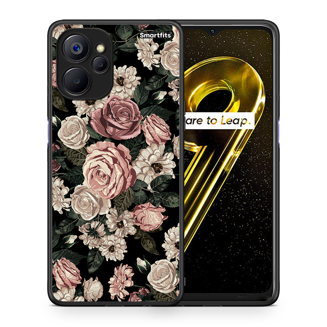 Θήκη Realme 9i 5G Wild Roses Flower από τη Smartfits με σχέδιο στο πίσω μέρος και μαύρο περίβλημα | Realme 9i 5G Wild Roses Flower case with colorful back and black bezels