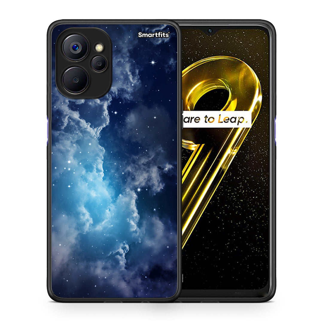 Θήκη Realme 9i 5G Blue Sky Galaxy από τη Smartfits με σχέδιο στο πίσω μέρος και μαύρο περίβλημα | Realme 9i 5G Blue Sky Galaxy case with colorful back and black bezels