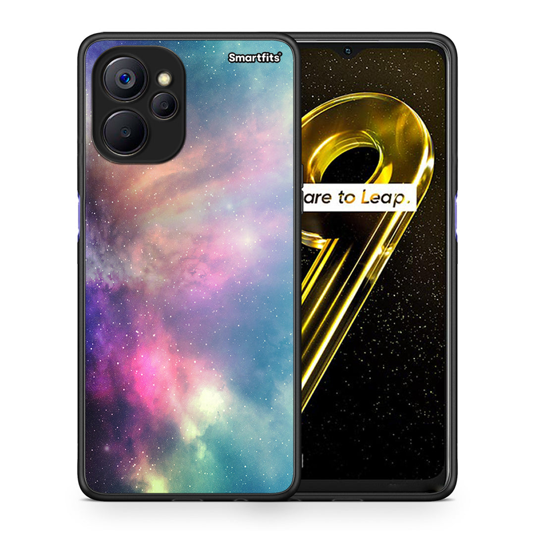 Θήκη Realme 9i 5G Rainbow Galaxy από τη Smartfits με σχέδιο στο πίσω μέρος και μαύρο περίβλημα | Realme 9i 5G Rainbow Galaxy case with colorful back and black bezels