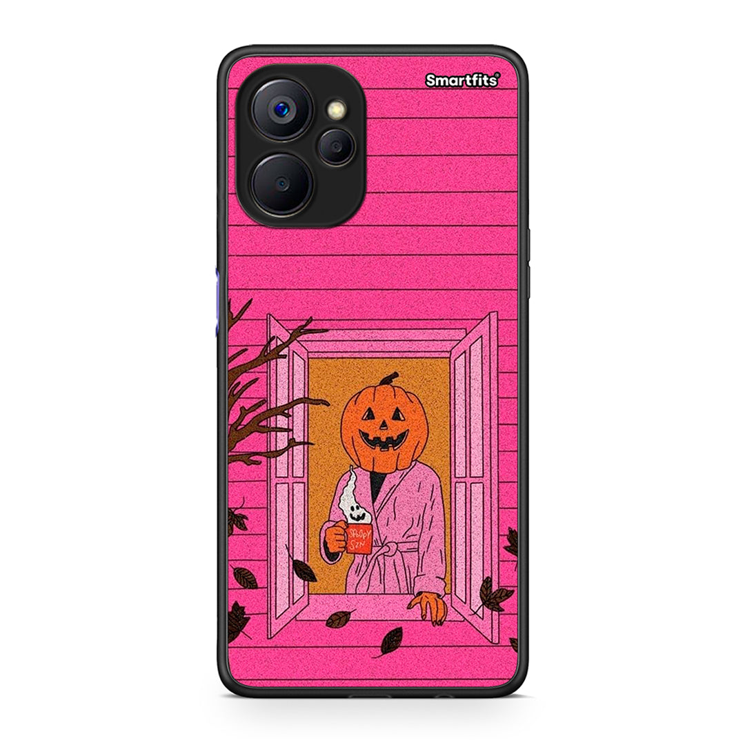 Realme 9i 5G Halloween Pumpkin Lady Θήκη από τη Smartfits με σχέδιο στο πίσω μέρος και μαύρο περίβλημα | Smartphone case with colorful back and black bezels by Smartfits