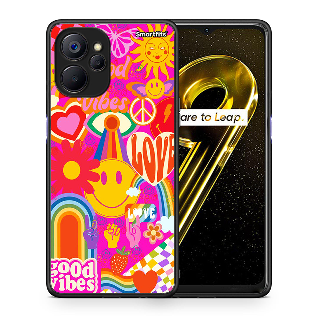 Θήκη Realme 9i 5G Hippie Love από τη Smartfits με σχέδιο στο πίσω μέρος και μαύρο περίβλημα | Realme 9i 5G Hippie Love case with colorful back and black bezels