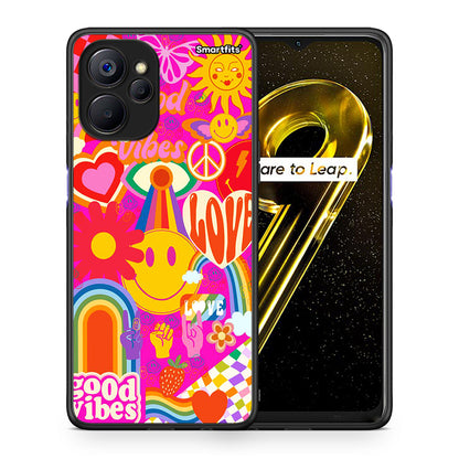 Θήκη Realme 9i 5G Hippie Love από τη Smartfits με σχέδιο στο πίσω μέρος και μαύρο περίβλημα | Realme 9i 5G Hippie Love case with colorful back and black bezels