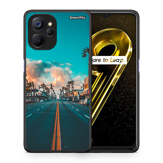 Θήκη Realme 9i 5G City Landscape από τη Smartfits με σχέδιο στο πίσω μέρος και μαύρο περίβλημα | Realme 9i 5G City Landscape case with colorful back and black bezels