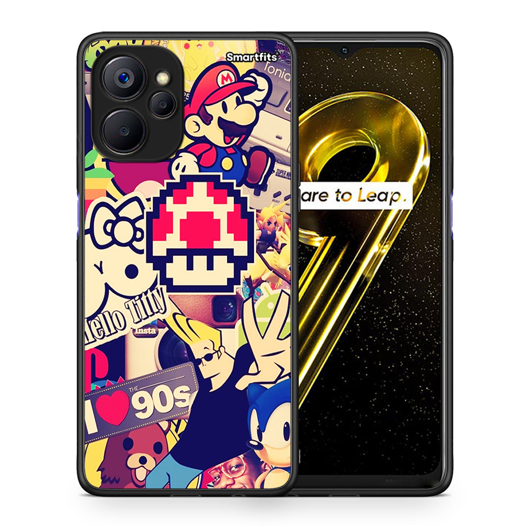 Θήκη Realme 9i 5G Love The 90s από τη Smartfits με σχέδιο στο πίσω μέρος και μαύρο περίβλημα | Realme 9i 5G Love The 90s case with colorful back and black bezels