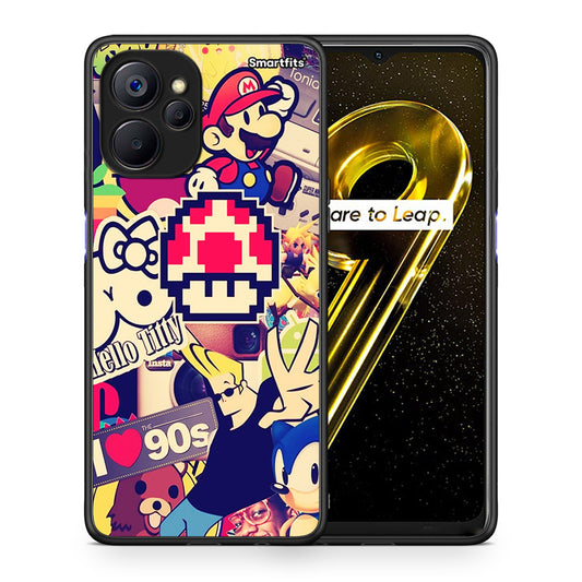 Θήκη Realme 9i 5G Love The 90s από τη Smartfits με σχέδιο στο πίσω μέρος και μαύρο περίβλημα | Realme 9i 5G Love The 90s case with colorful back and black bezels