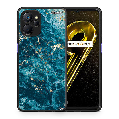 Θήκη Realme 9i 5G Marble Blue από τη Smartfits με σχέδιο στο πίσω μέρος και μαύρο περίβλημα | Realme 9i 5G Marble Blue case with colorful back and black bezels