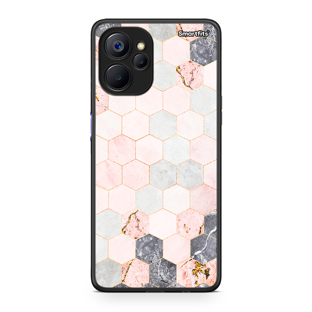 4 - Realme 9i 5G Hexagon Pink Marble case, cover, bumper