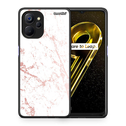 Θήκη Realme 9i 5G Pink Splash Marble από τη Smartfits με σχέδιο στο πίσω μέρος και μαύρο περίβλημα | Realme 9i 5G Pink Splash Marble case with colorful back and black bezels