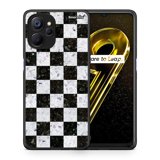 Θήκη Realme 9i 5G Square Geometric Marble από τη Smartfits με σχέδιο στο πίσω μέρος και μαύρο περίβλημα | Realme 9i 5G Square Geometric Marble case with colorful back and black bezels