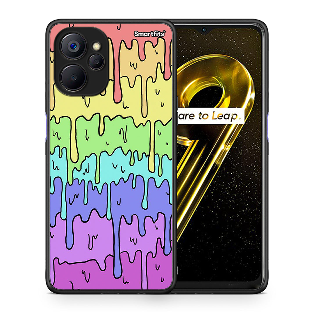 Θήκη Realme 9i 5G Melting Rainbow από τη Smartfits με σχέδιο στο πίσω μέρος και μαύρο περίβλημα | Realme 9i 5G Melting Rainbow case with colorful back and black bezels