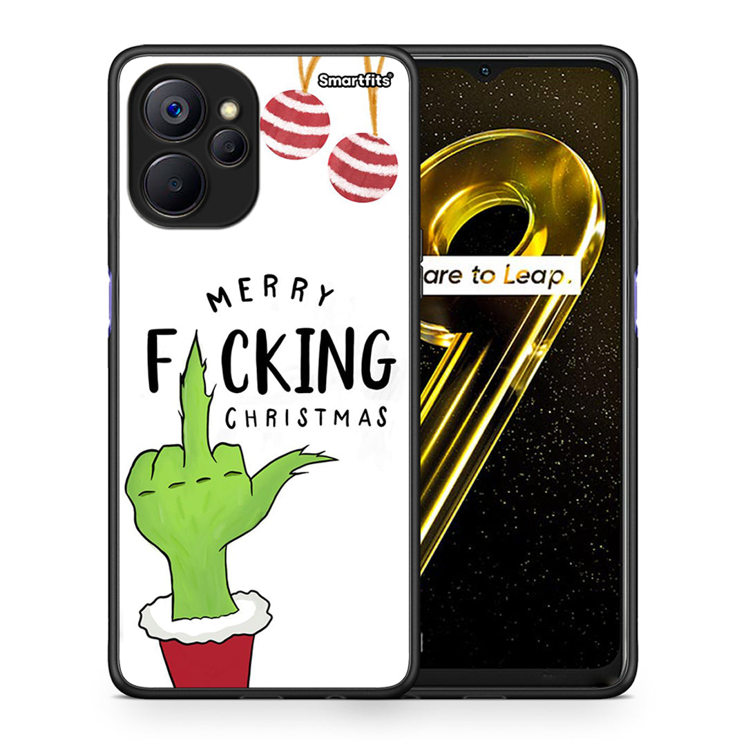 Θήκη Realme 9i 5G Merry F Xmas από τη Smartfits με σχέδιο στο πίσω μέρος και μαύρο περίβλημα | Realme 9i 5G Merry F Xmas case with colorful back and black bezels