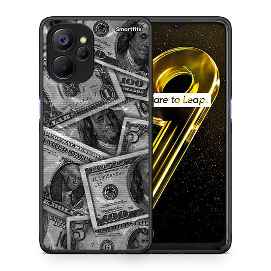 Θήκη Realme 9i 5G Money Dollars από τη Smartfits με σχέδιο στο πίσω μέρος και μαύρο περίβλημα | Realme 9i 5G Money Dollars case with colorful back and black bezels