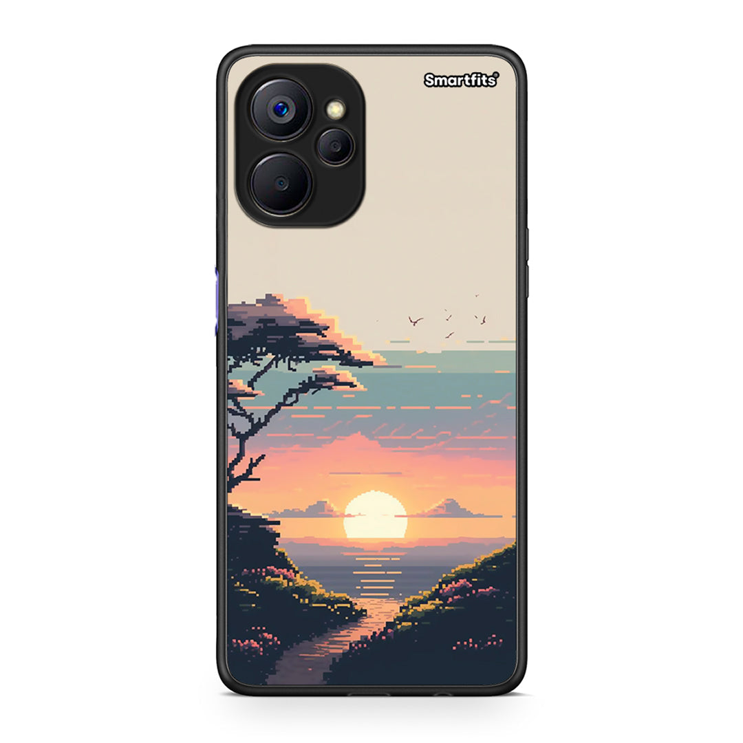 Realme 9i 5G Pixel Sunset Θήκη από τη Smartfits με σχέδιο στο πίσω μέρος και μαύρο περίβλημα | Smartphone case with colorful back and black bezels by Smartfits