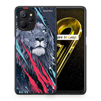 Thumbnail for Θήκη Realme 9i 5G Lion Designer PopArt από τη Smartfits με σχέδιο στο πίσω μέρος και μαύρο περίβλημα | Realme 9i 5G Lion Designer PopArt case with colorful back and black bezels