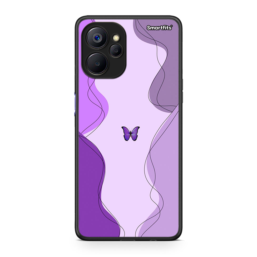 Realme 9i 5G Purple Mariposa Θήκη Αγίου Βαλεντίνου από τη Smartfits με σχέδιο στο πίσω μέρος και μαύρο περίβλημα | Smartphone case with colorful back and black bezels by Smartfits