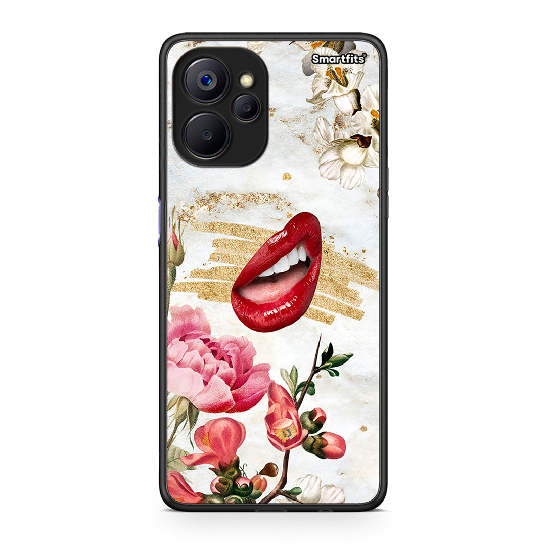 Realme 9i 5G Red Lips θήκη από τη Smartfits με σχέδιο στο πίσω μέρος και μαύρο περίβλημα | Smartphone case with colorful back and black bezels by Smartfits