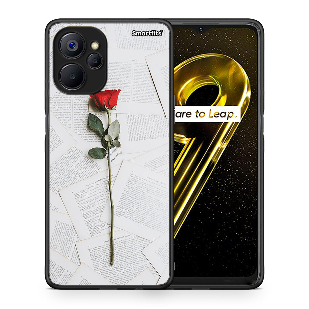 Θήκη Realme 9i 5G Red Rose από τη Smartfits με σχέδιο στο πίσω μέρος και μαύρο περίβλημα | Realme 9i 5G Red Rose case with colorful back and black bezels