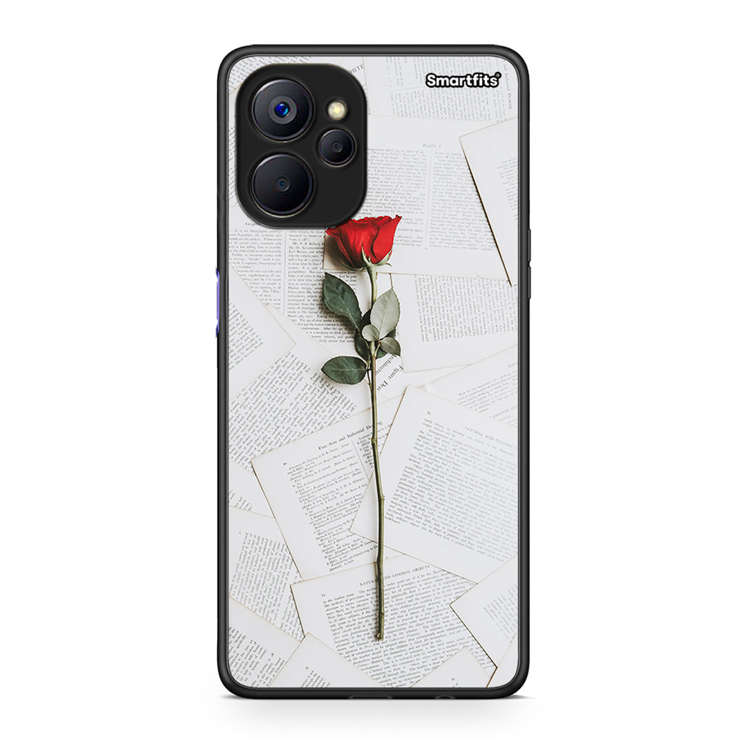 Realme 9i 5G Red Rose θήκη από τη Smartfits με σχέδιο στο πίσω μέρος και μαύρο περίβλημα | Smartphone case with colorful back and black bezels by Smartfits
