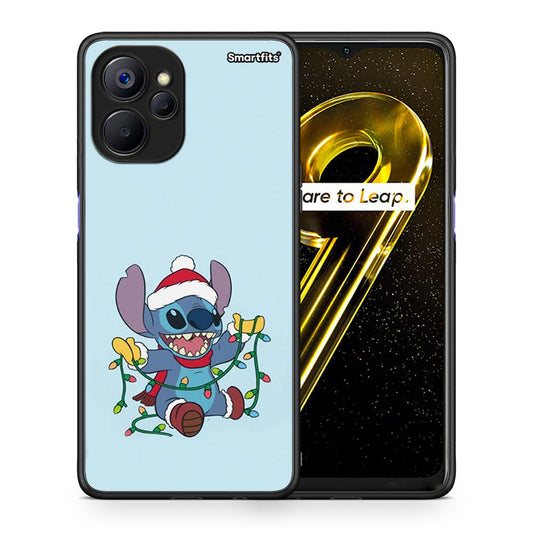 Θήκη Realme 9i 5G Santa Stich από τη Smartfits με σχέδιο στο πίσω μέρος και μαύρο περίβλημα | Realme 9i 5G Santa Stich case with colorful back and black bezels