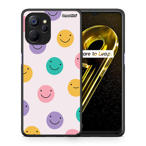 Θήκη Realme 9i 5G Smiley Faces από τη Smartfits με σχέδιο στο πίσω μέρος και μαύρο περίβλημα | Realme 9i 5G Smiley Faces case with colorful back and black bezels