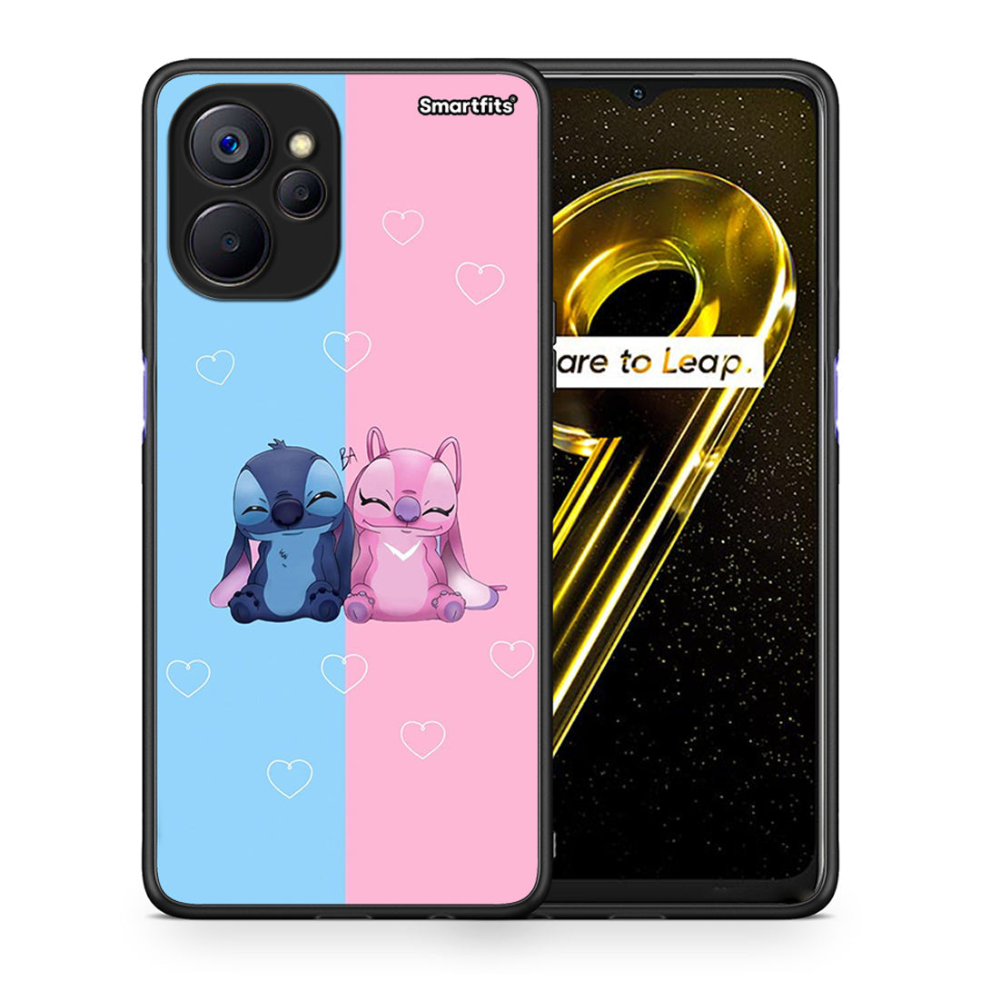 Θήκη Realme 9i 5G Stitch And Angel από τη Smartfits με σχέδιο στο πίσω μέρος και μαύρο περίβλημα | Realme 9i 5G Stitch And Angel case with colorful back and black bezels
