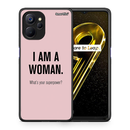 Θήκη Realme 9i 5G Superpower Woman από τη Smartfits με σχέδιο στο πίσω μέρος και μαύρο περίβλημα | Realme 9i 5G Superpower Woman case with colorful back and black bezels