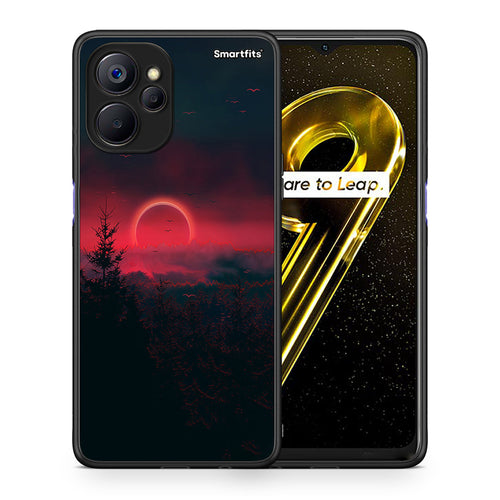 Θήκη Realme 9i 5G Sunset Tropic από τη Smartfits με σχέδιο στο πίσω μέρος και μαύρο περίβλημα | Realme 9i 5G Sunset Tropic case with colorful back and black bezels