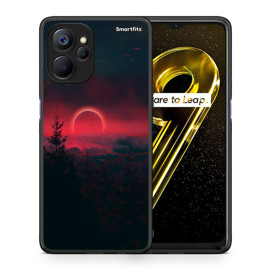 Θήκη Realme 9i 5G Sunset Tropic από τη Smartfits με σχέδιο στο πίσω μέρος και μαύρο περίβλημα | Realme 9i 5G Sunset Tropic case with colorful back and black bezels