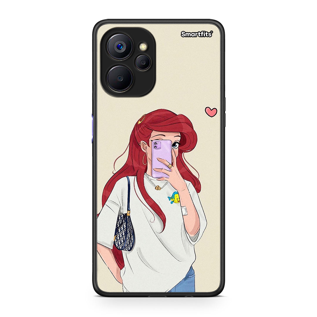 Realme 9i 5G Walking Mermaid Θήκη από τη Smartfits με σχέδιο στο πίσω μέρος και μαύρο περίβλημα | Smartphone case with colorful back and black bezels by Smartfits