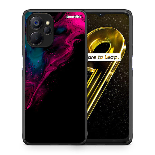 Θήκη Realme 9i 5G Pink Black Watercolor από τη Smartfits με σχέδιο στο πίσω μέρος και μαύρο περίβλημα | Realme 9i 5G Pink Black Watercolor case with colorful back and black bezels