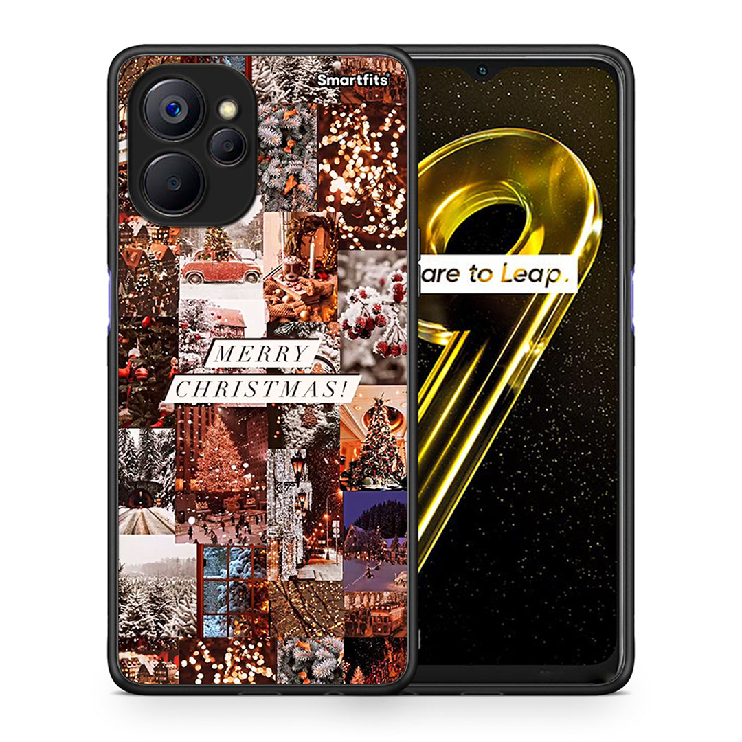 Θήκη Realme 9i 5G Xmas Collage από τη Smartfits με σχέδιο στο πίσω μέρος και μαύρο περίβλημα | Realme 9i 5G Xmas Collage case with colorful back and black bezels