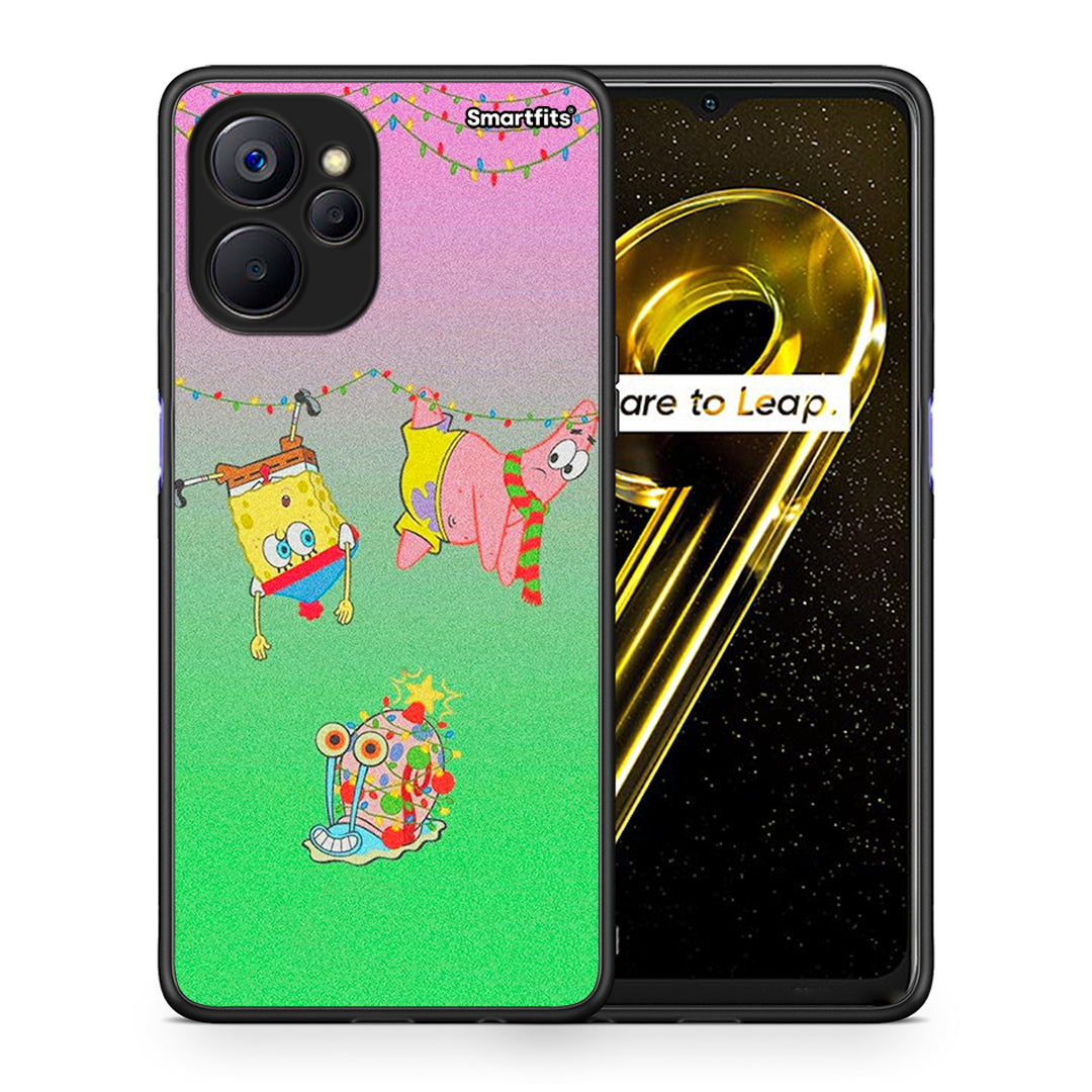 Θήκη Realme 9i 5G Xmas Lights από τη Smartfits με σχέδιο στο πίσω μέρος και μαύρο περίβλημα | Realme 9i 5G Xmas Lights case with colorful back and black bezels