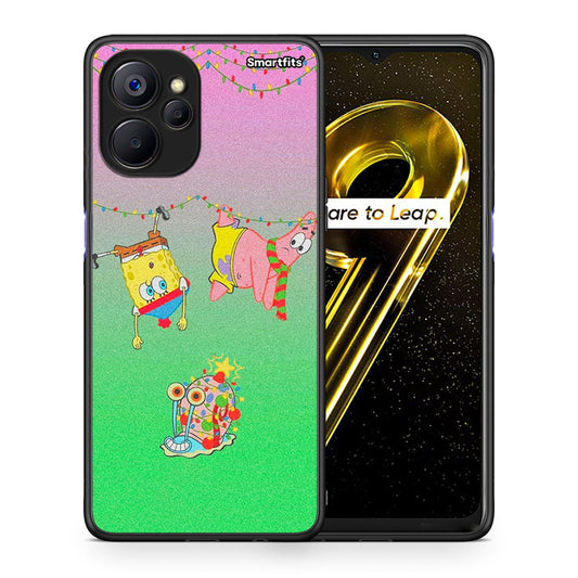 Θήκη Realme 9i 5G Xmas Lights από τη Smartfits με σχέδιο στο πίσω μέρος και μαύρο περίβλημα | Realme 9i 5G Xmas Lights case with colorful back and black bezels