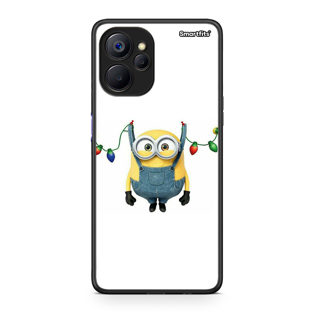 Realme 9i 5G Xmas Minion Lights θήκη από τη Smartfits με σχέδιο στο πίσω μέρος και μαύρο περίβλημα | Smartphone case with colorful back and black bezels by Smartfits