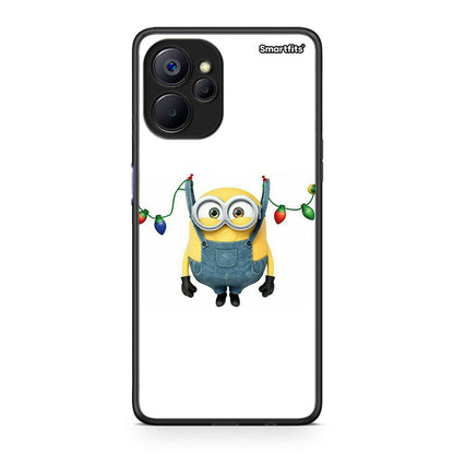 Realme 9i 5G Xmas Minion Lights θήκη από τη Smartfits με σχέδιο στο πίσω μέρος και μαύρο περίβλημα | Smartphone case with colorful back and black bezels by Smartfits