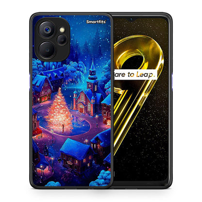 Θήκη Realme 9i 5G Xmas Village από τη Smartfits με σχέδιο στο πίσω μέρος και μαύρο περίβλημα | Realme 9i 5G Xmas Village case with colorful back and black bezels